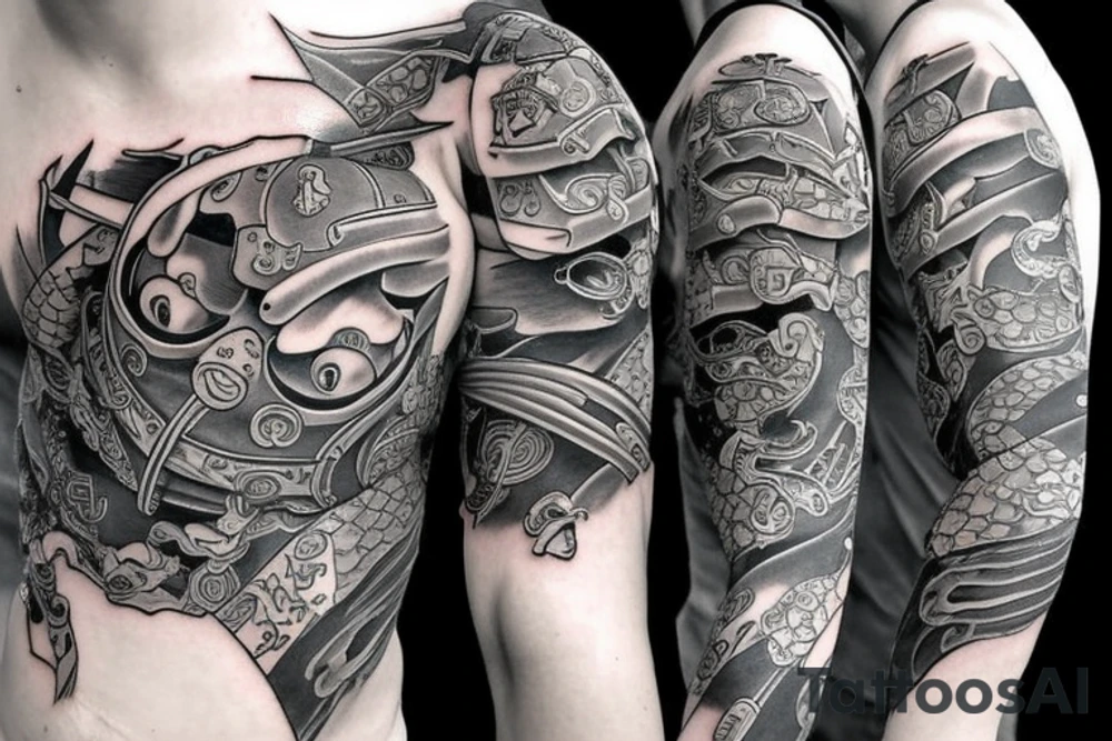 Frog with samurai armor tattoo idea