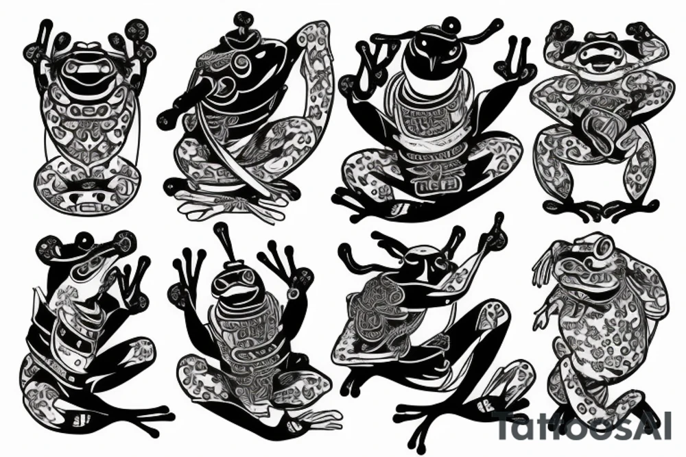 Frog with samurai armor tattoo idea