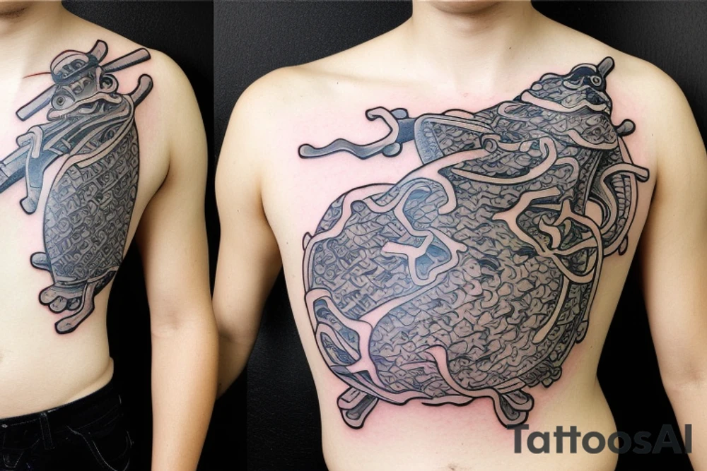 Frog with samurai armor tattoo idea