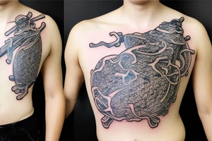 Frog with samurai armor tattoo idea