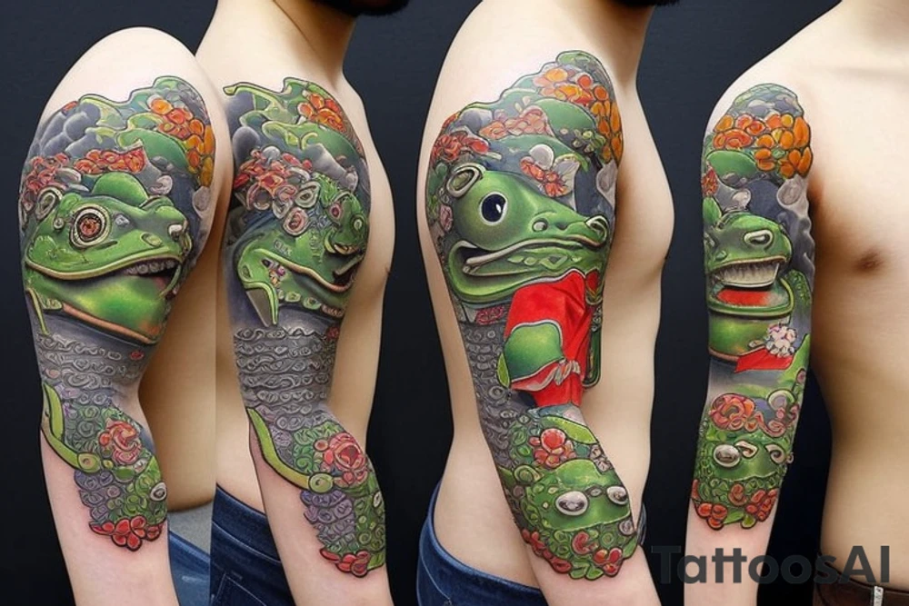 Frog with samurai armor tattoo idea