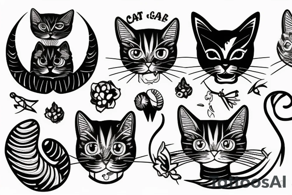 Cat eat chicken tattoo idea