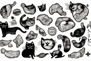Cat eat chicken tattoo idea