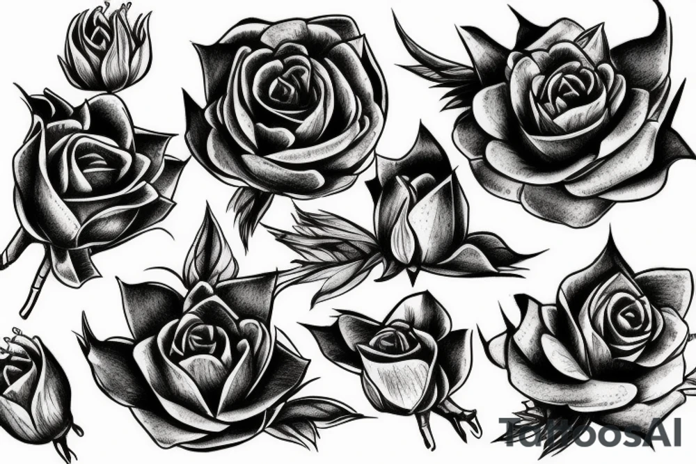 Dragon roses tattoo idea