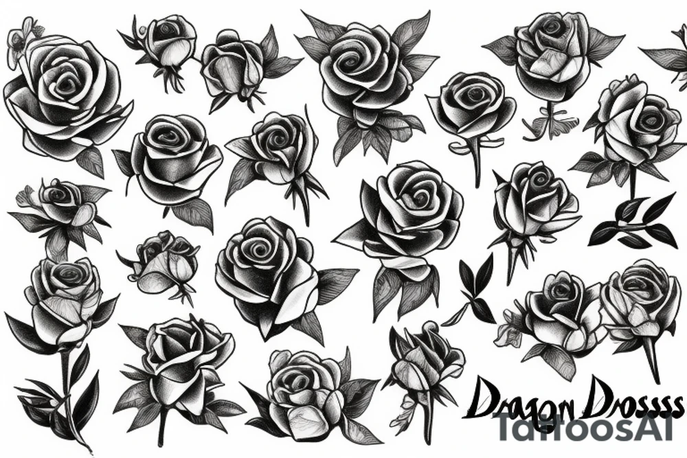 Dragon roses tattoo idea
