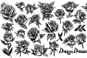 Dragon roses tattoo idea
