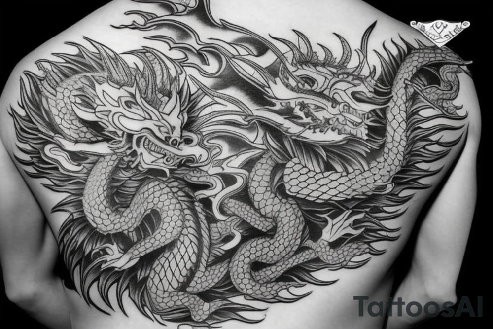 Dragon back one side japanese style tattoo idea