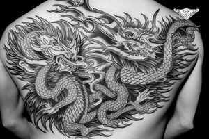 Dragon back one side japanese style tattoo idea