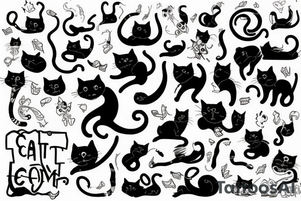 Cat jump on table tattoo idea