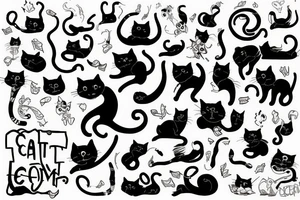 Cat jump on table tattoo idea