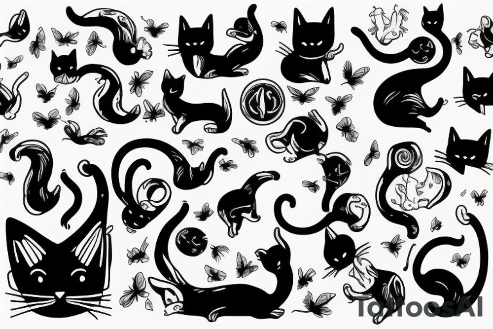 Cat jump on table tattoo idea