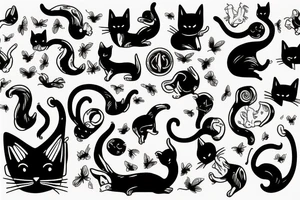 Cat jump on table tattoo idea