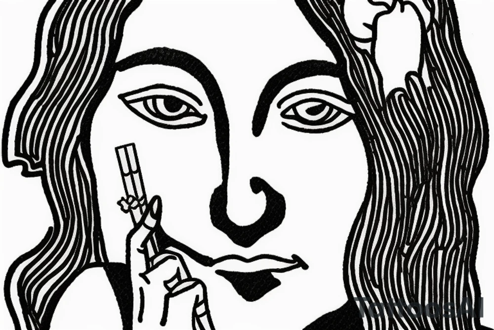 Mona Lisa smoking cigaret tattoo idea