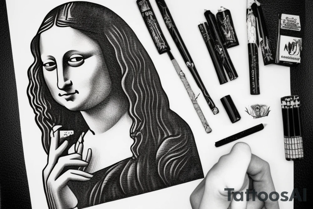 Mona Lisa smoking cigaret tattoo idea