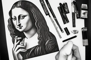 Mona Lisa smoking cigaret tattoo idea