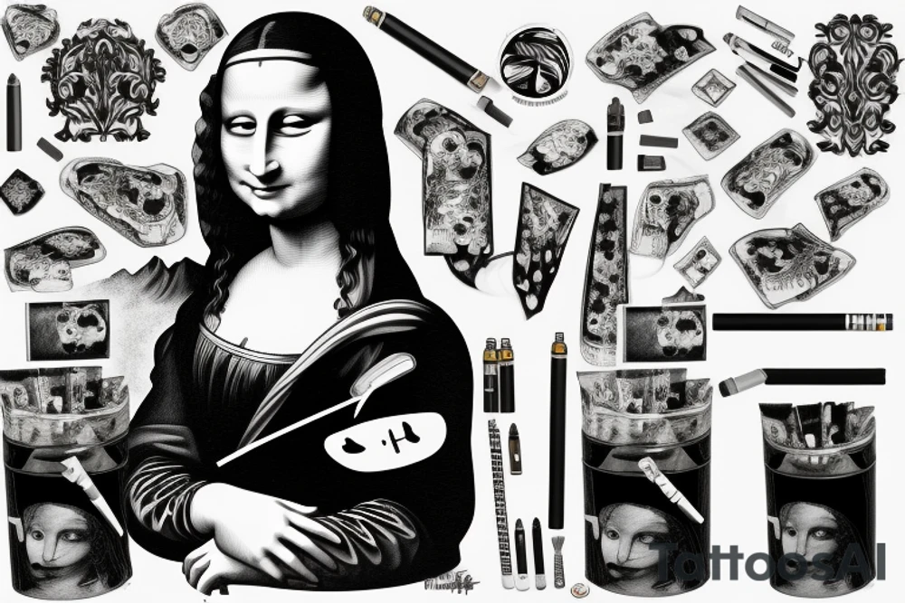 Mona Lisa smoking cigaret tattoo idea