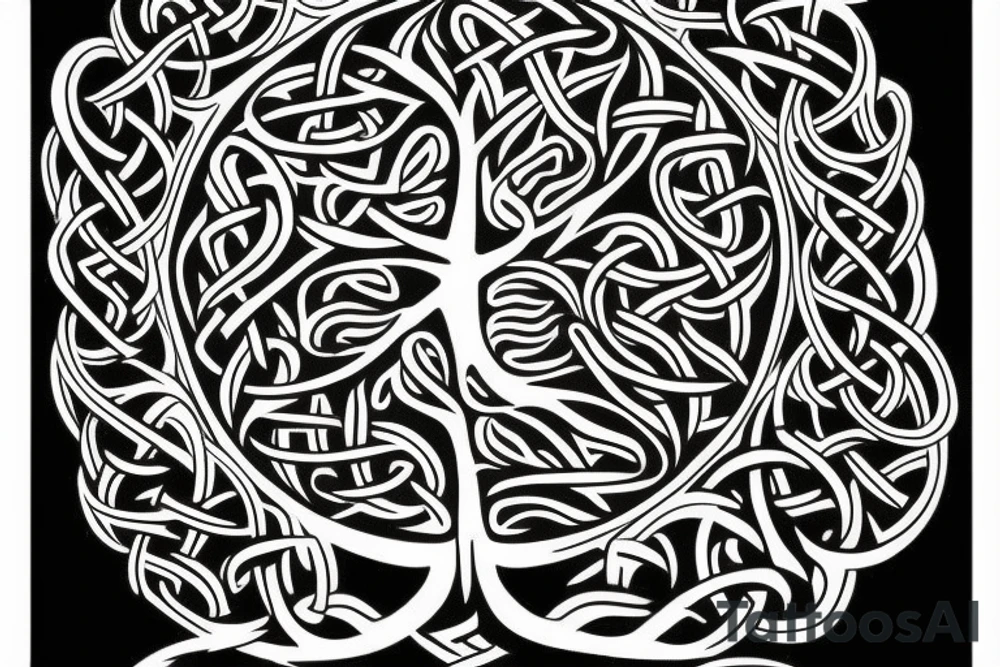 The nordic tree of life with a viking face underneath. tattoo idea
