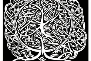 The nordic tree of life with a viking face underneath. tattoo idea