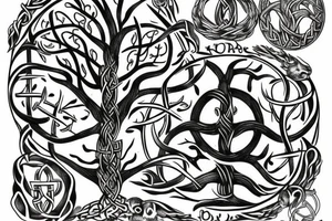 The nordic tree of life with a viking face underneath. tattoo idea