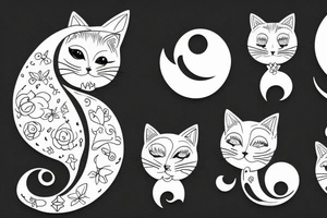 cat under moon tattoo idea