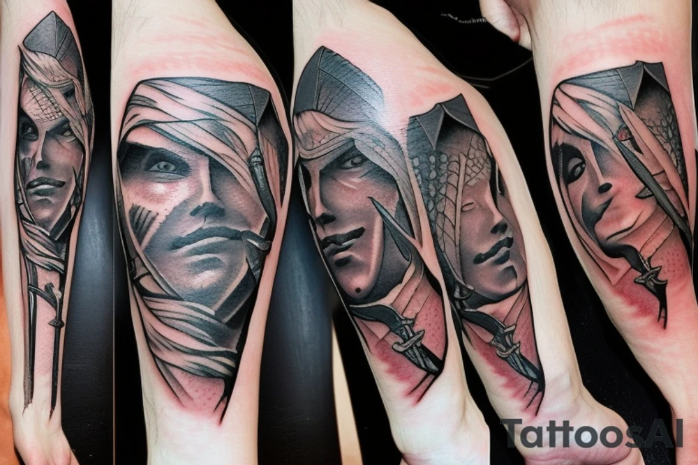 witcher with sword tattoo idea