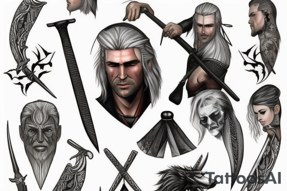 witcher with sword tattoo idea