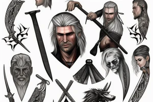 witcher with sword tattoo idea