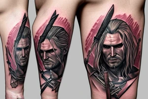 witcher with sword tattoo idea