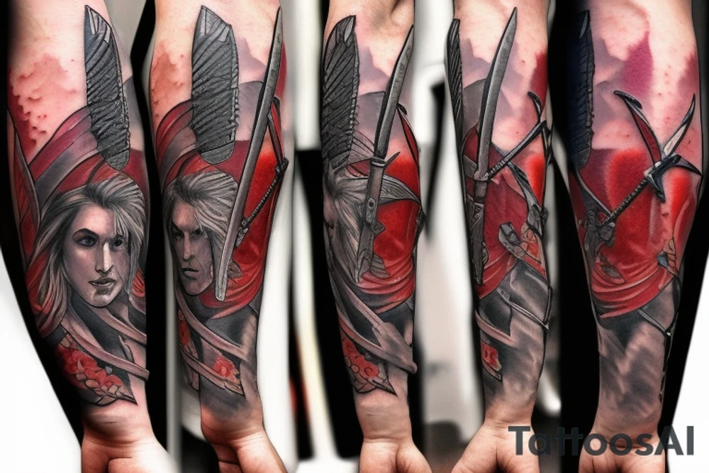 witcher with sword tattoo idea