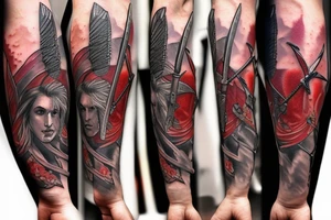 witcher with sword tattoo idea