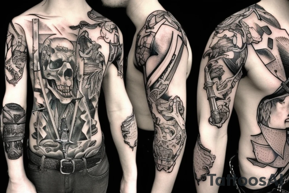 witcher with sword tattoo idea