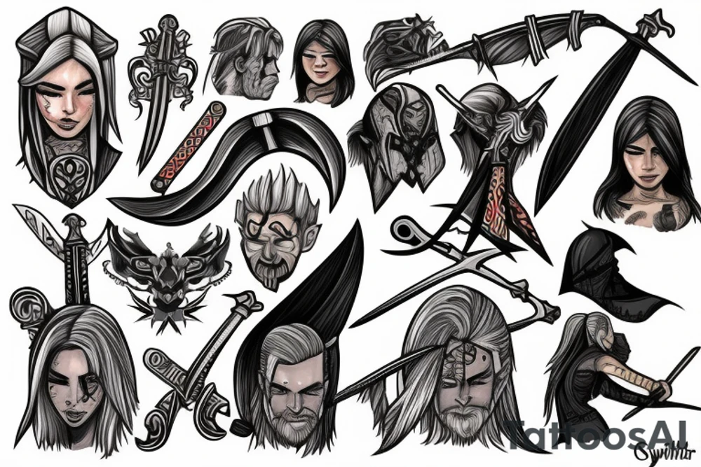 witcher with sword tattoo idea