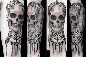 a full-length skeleton with a sword tattoo idea