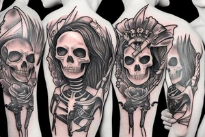 a full-length skeleton with a sword tattoo idea