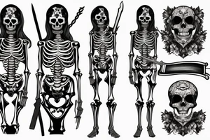 a full-length skeleton with a sword tattoo idea