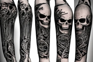 a full-length skeleton with a sword tattoo idea