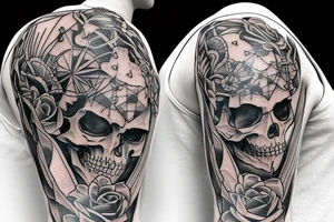 a full-length skeleton with a sword tattoo idea
