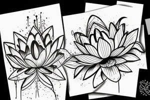 Abstract lotus flower with dripping lines tattoo idea
