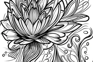 Abstract lotus flower with dripping lines tattoo idea