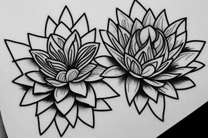 Abstract lotus flower with dripping lines tattoo idea
