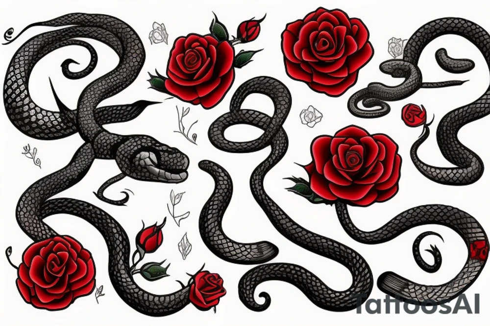 red rose and snake tattoo idea