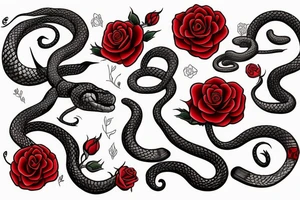 red rose and snake tattoo idea