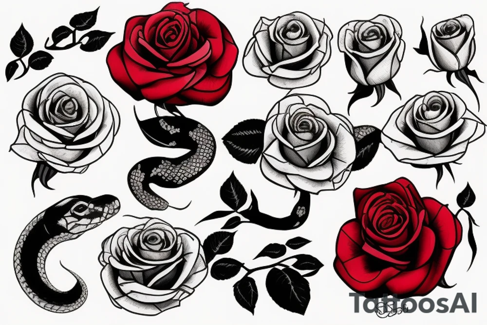 red rose and snake tattoo idea