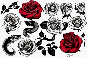 red rose and snake tattoo idea