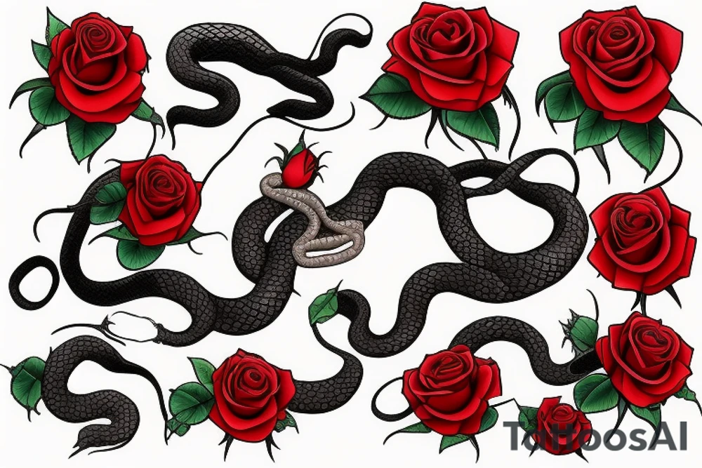 red rose and snake tattoo idea