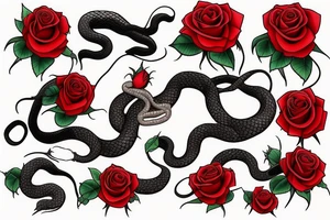 red rose and snake tattoo idea