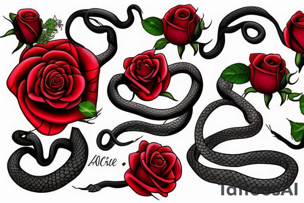 red rose and snake tattoo idea