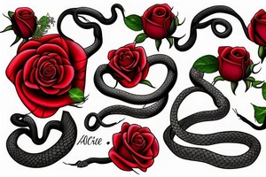 red rose and snake tattoo idea