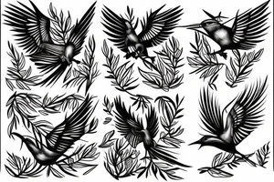 Dark linear mockingbird tattoo idea