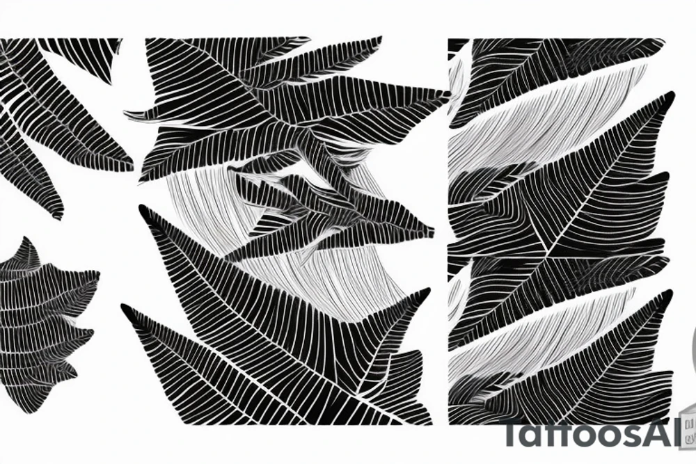 Dark linear abstract fern tattoo idea